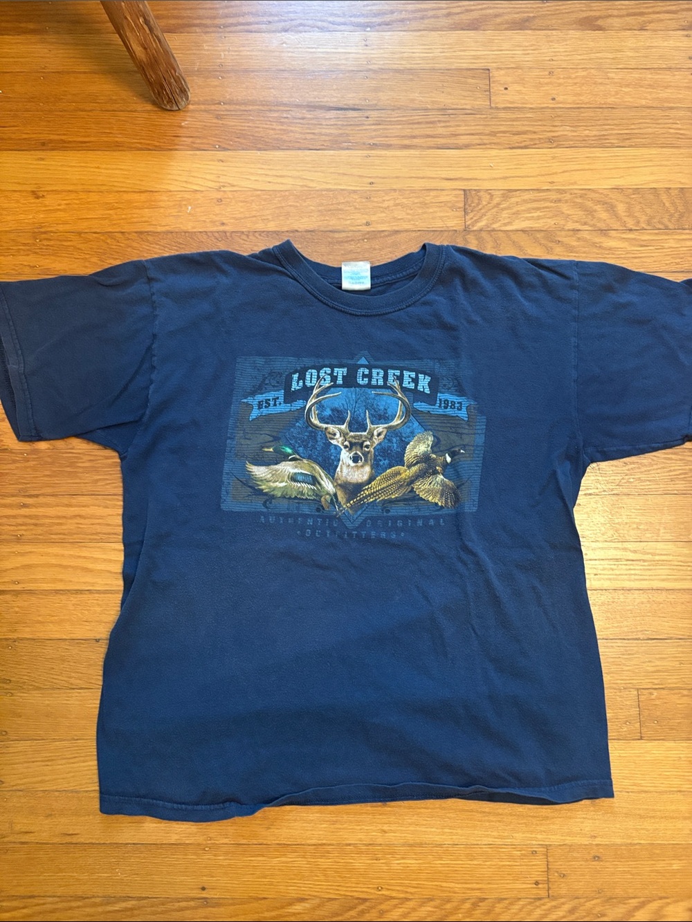 Gildan Navy Blue 'Lost Creek' Deer & Ducks Graphic T-Shirt